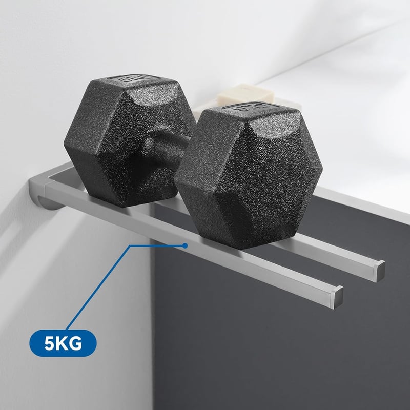 Auralum Törölközőtartó 42 cm - Rozsdamentes Acél, Fúrással/Fúrás Nélkül Szerelhető, 5 kg Teherbírású, Kétkaros Króm Dizájn Fürdőszobába, Kon