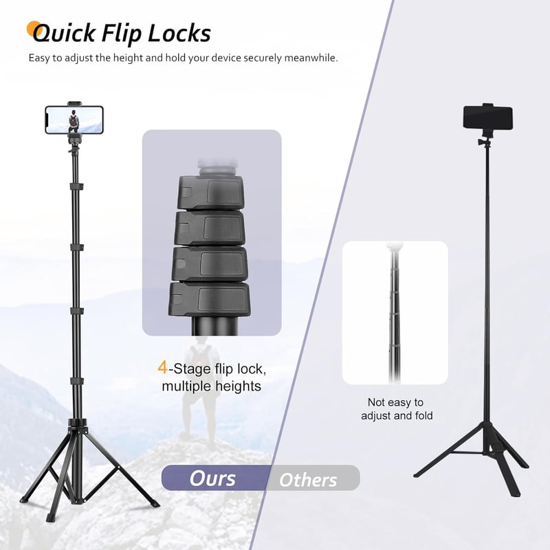 Aureday 62" telefon tripod távirányítóval és univerzális fejjel