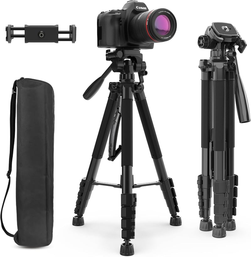 Aureday K&F Concept 188 cm Kamera Tripod Vezeték Nélküli Távirányítóval és Telefontartóval