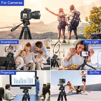 Aureday K&F Concept 188 cm Kamera Tripod Vezeték Nélküli Távirányítóval és Telefontartóval 6