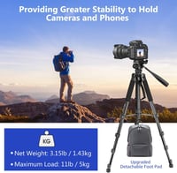 Aureday K&F Concept 188 cm Kamera Tripod Vezeték Nélküli Távirányítóval és Telefontartóval 4