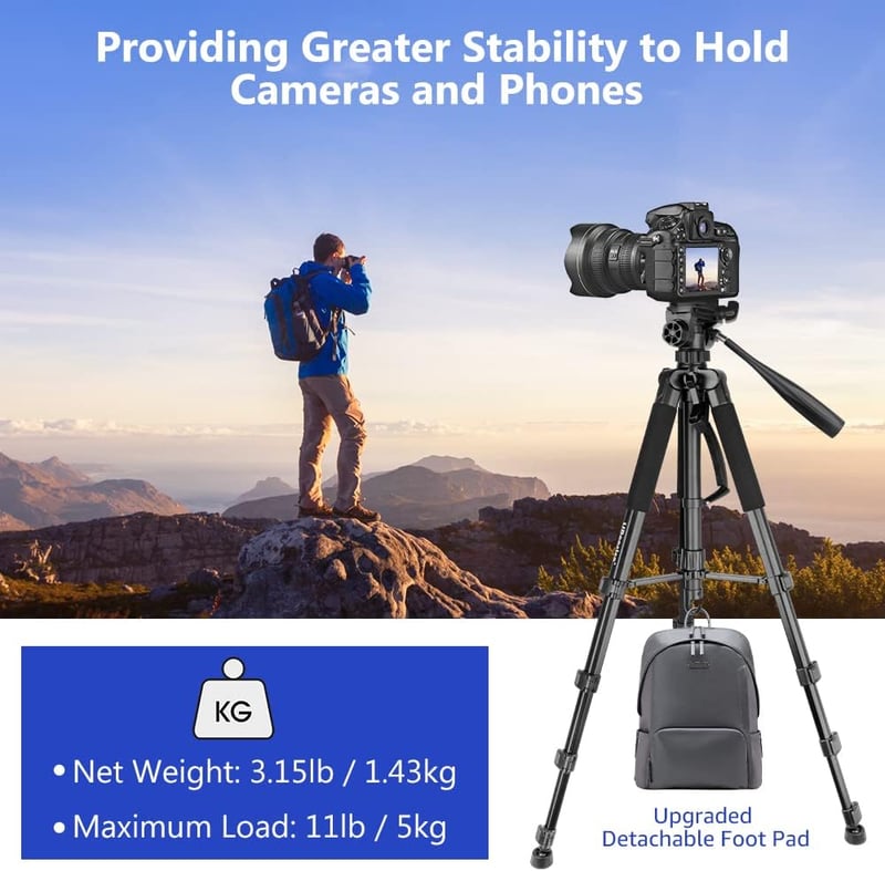 Aureday K&F Concept 188 cm Kamera Tripod Vezeték Nélküli Távirányítóval és Telefontartóval