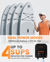 Elektrická SUP pumpa Aurethryon s akumulátorovým osvetlením, prenosná vysokotlaková vzduchová pumpa 20 PSI pre paddleboardy 4