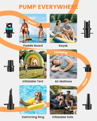 Elektrická SUP pumpa Aurethryon s akumulátorovým osvetlením, prenosná vysokotlaková vzduchová pumpa 20 PSI pre paddleboardy 8