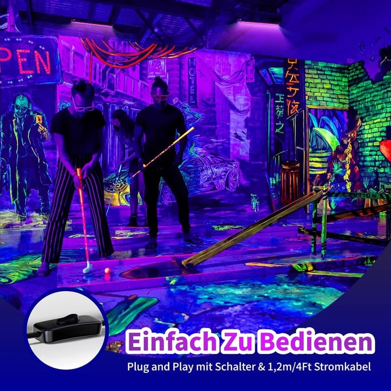 AUROHOPE 2x50W UV LED Fekete Fény Lámpa 385nm IP66 Vízálló Állvánnyal