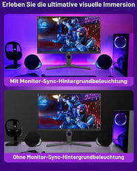 Iluminare de fundal monitor AURORIONCG RGBIC cu sincronizare pentru ecran PC, 34 inchi, bandă LED RGB Ambilight pe 4 laturi 3
