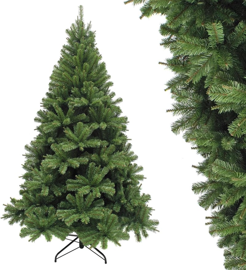AURSTORE BASA Műfenyő 210 cm - Élethű Sűrű Ágakkal, Fém Állvánnyal, Hajlítható Ágakkal, Összecsukható Karácsonyi Dekoráció Otthonba, Irodába