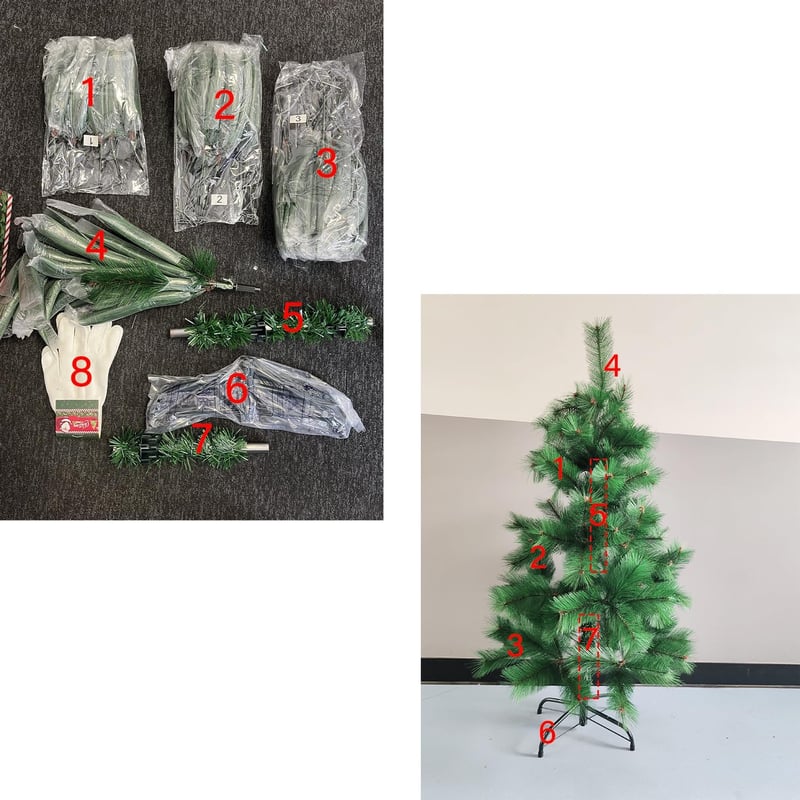 AURSTORE BASA Műfenyő 210 cm - Élethű Sűrű Ágakkal, Fém Állvánnyal, Hajlítható Ágakkal, Összecsukható Karácsonyi Dekoráció Otthonba, Irodába