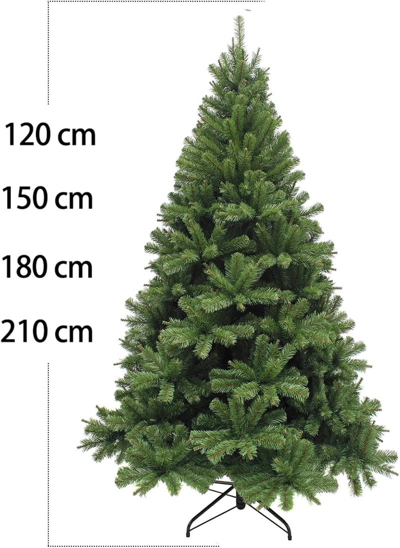 AURSTORE BASA Műfenyő 210 cm - Élethű Sűrű Ágakkal, Fém Állvánnyal, Hajlítható Ágakkal, Összecsukható Karácsonyi Dekoráció Otthonba, Irodába