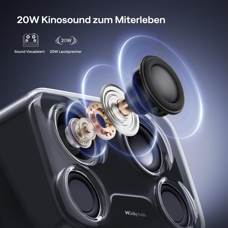 Aurzen Boom Mini 4 az 1-ben Okos Projektor Google TV-vel, 500 ANSI Lumen, 4K Támogatás, 20W DoIby Hangzás, WiFi/Bluetooth, Automatikus Fókus
