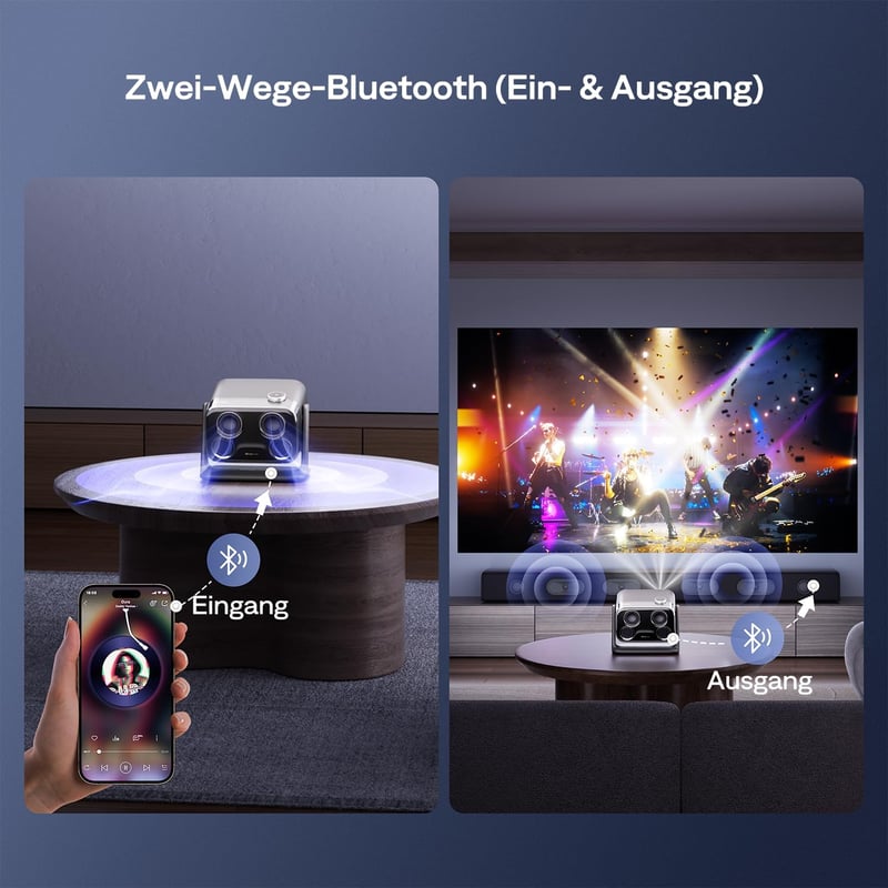 Aurzen Boom Mini 4 az 1-ben Okos Projektor Google TV-vel, 500 ANSI Lumen, 4K Támogatás, 20W DoIby Hangzás, WiFi/Bluetooth, Automatikus Fókus