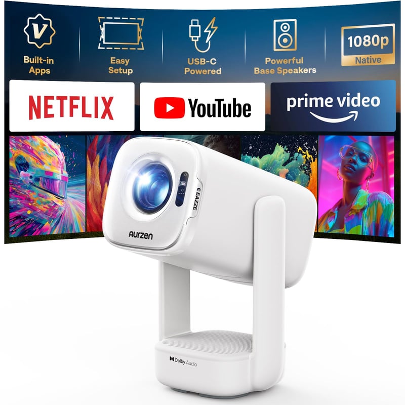 Inteligentný projektor Aurzen D1 Air s Netflixom, nabíjaním cez USB-C a natívnym rozlíšením 1080P