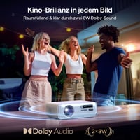 Projektor Aurzen Eazze D1G s Google TV, Dolby Audio, podpora 4K, Full HD 1080P, automatické zaostrovanie, WiFi, Bluetooth, biela farba, domáce kino a vonkajší projektor 7
