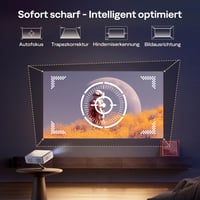 Projektor Aurzen Eazze D1G s Google TV, Dolby Audio, podpora 4K, Full HD 1080P, automatické zaostrovanie, WiFi, Bluetooth, biela farba, domáce kino a vonkajší projektor 8