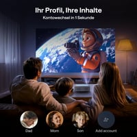 Projektor Aurzen Eazze D1G s Google TV, Dolby Audio, podpora 4K, Full HD 1080P, automatické zaostrovanie, WiFi, Bluetooth, biela farba, domáce kino a vonkajší projektor 3