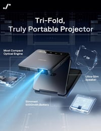 Aurzen Zip Tri-Fold mini projektor akkumulátorral, 4K, autofókusz, Bluetooth 5.4 - szürke 2