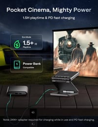 Aurzen Zip Tri-Fold mini projektor akkumulátorral, 4K, autofókusz, Bluetooth 5.4 - szürke 7