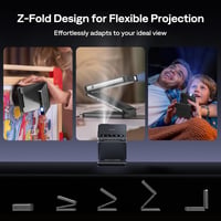 Aurzen Összehajtható Mini Projektor Beépített Akkumulátorral - 4K Támogatás, HD 720p, Bluetooth 5.4, Autofókusz, Trapézkorrekció, Hordozható 2