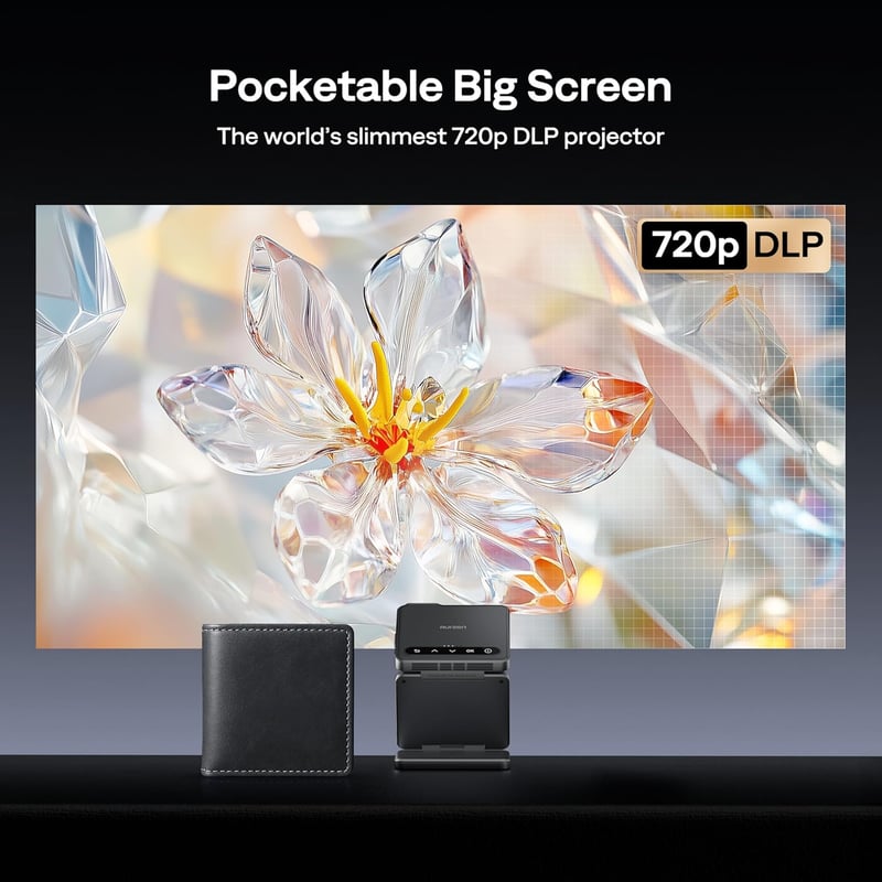 Aurzen Összehajtható Mini Projektor Beépített Akkumulátorral - 4K Támogatás, HD 720p, Bluetooth 5.4, Autofókusz, Trapézkorrekció, Hordozható