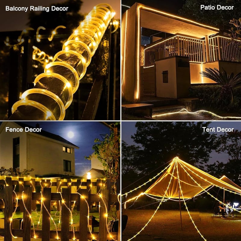 Auting 10m Napelemes Kültéri Fényfüzér 100 LED Meleg Fehér 8 Mód Vízálló - B-10M Outdoor Solar Fairy Lights