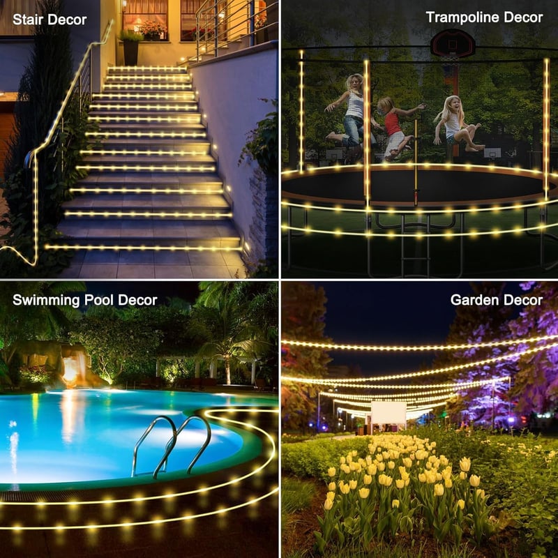 Auting 10m Napelemes Kültéri Fényfüzér 100 LED Meleg Fehér 8 Mód Vízálló - B-10M Outdoor Solar Fairy Lights