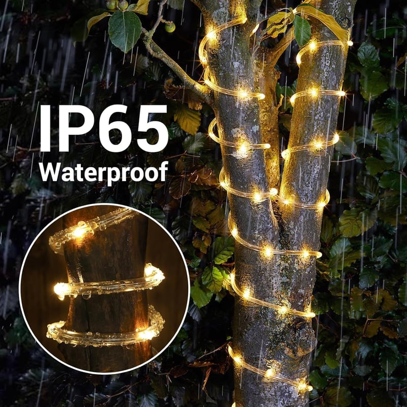 Auting 10m Napelemes Kültéri Fényfüzér 100 LED Meleg Fehér 8 Mód Vízálló - B-10M Outdoor Solar Fairy Lights