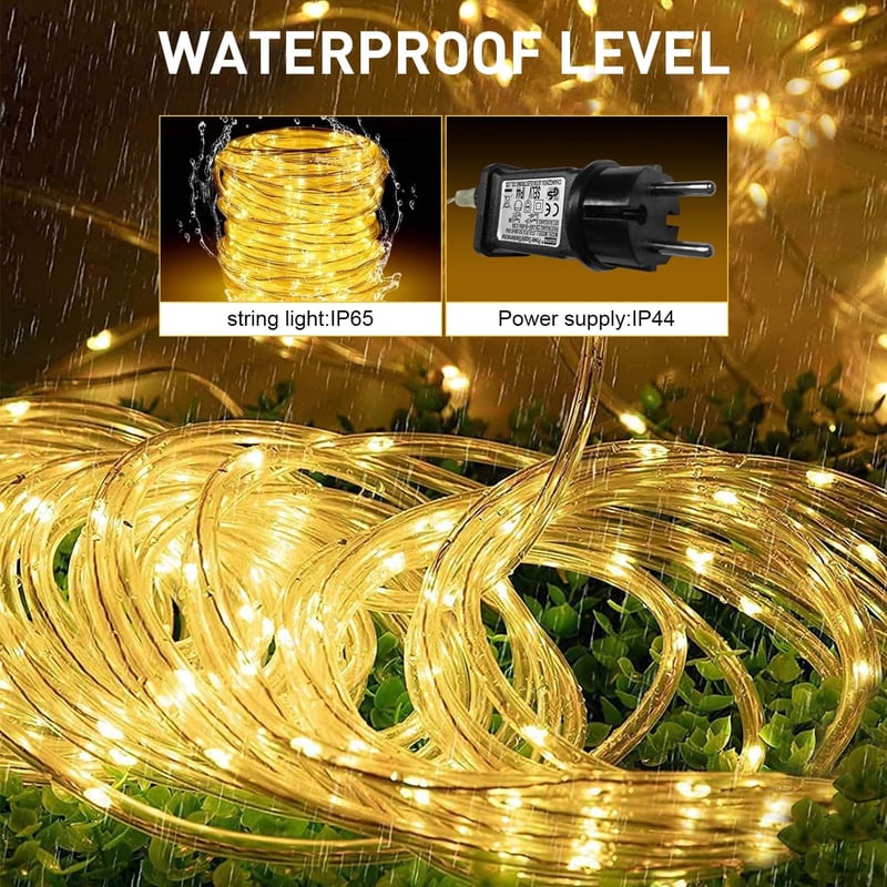 Auting 20M 200 LED Fénykábel Meleg Fehér, Távirányítós Időzítővel, 8 Mód, Vízálló Kültéri Dekoráció