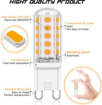Auting G9 LED Izzó Meleg Fehér 2700K, 4W Energiatakarékos LED Égő 400 Lumen, Halogén Helyettesítő Kis Izzó, 4 Darabos Csomag 3