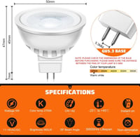 Auting GU5.3 MR16 LED Izzó 5W Meleg Fehér 2700K 12V 6 Darab - A-MR16 LED 5W 6 pieces 2