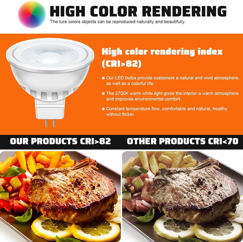 Auting GU5.3 MR16 LED Izzó 5W Meleg Fehér 2700K 12V 6 Darab - A-MR16 LED 5W 6 pieces
