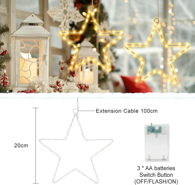Auting LED Csillag Ablakdísz 2db Meleg Fehér 35 LED Karácsony