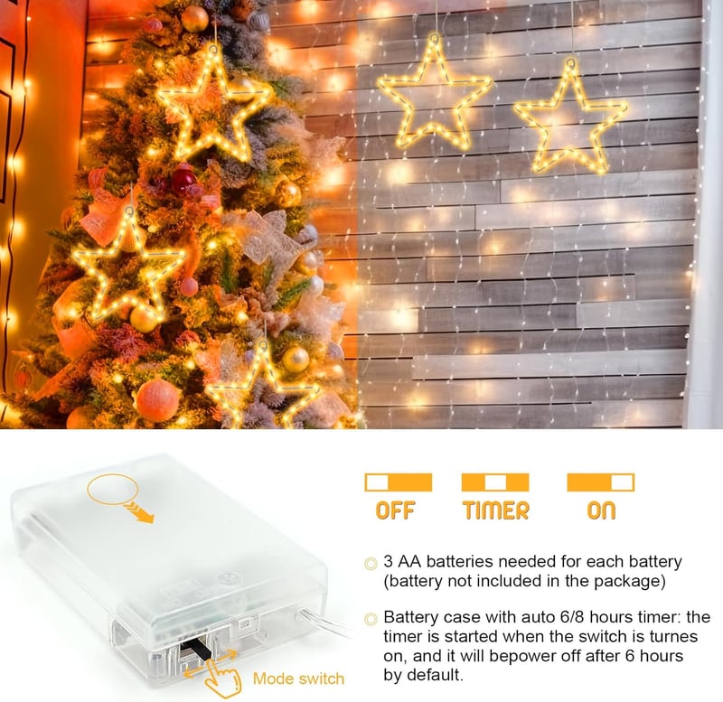 Auting LED Csillag Ablakdísz 2db Meleg Fehér 35 LED Karácsony
