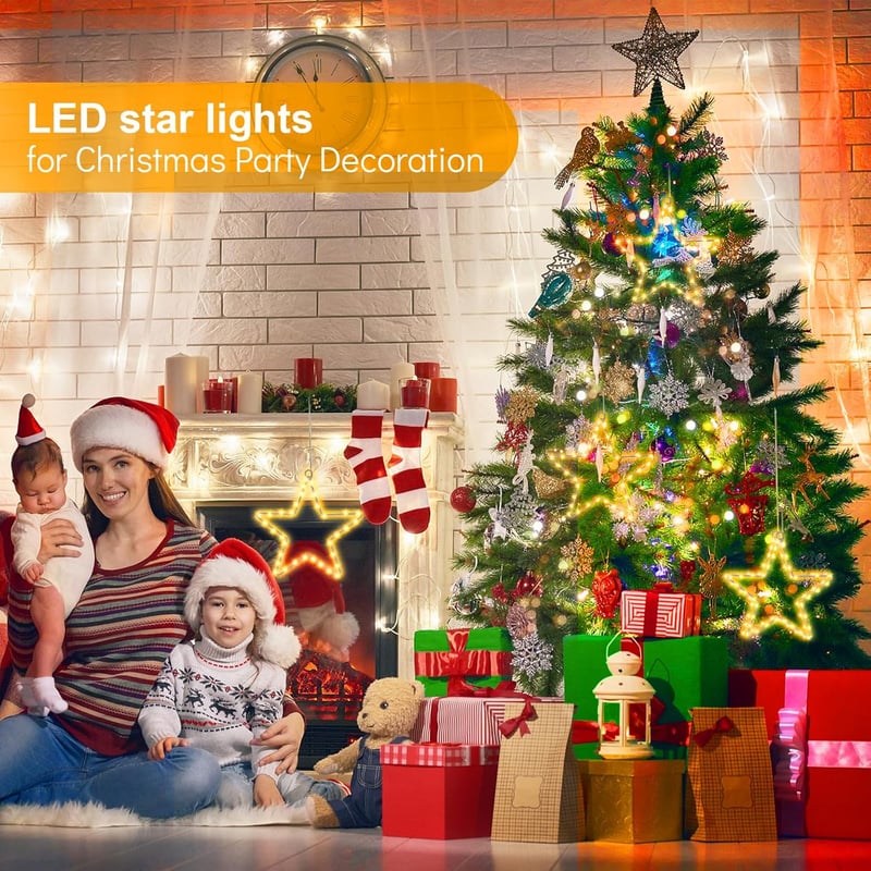 Auting LED Csillag Ablakdísz 2db Meleg Fehér 35 LED Karácsony