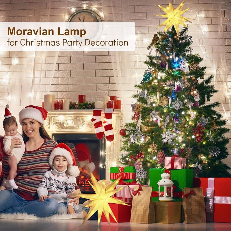 Auting LED Csillag Karácsonyi Dekoráció 40cm 50 LED 3D Világító Ablakdísz USB Meleg Fehér Fény Beltéri Ünnepre
