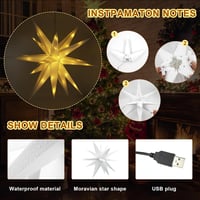 Auting LED Csillag Karácsonyi Dekoráció 40cm 50 LED 3D Világító Ablakdísz USB Meleg Fehér Fény Beltéri Ünnepre 2