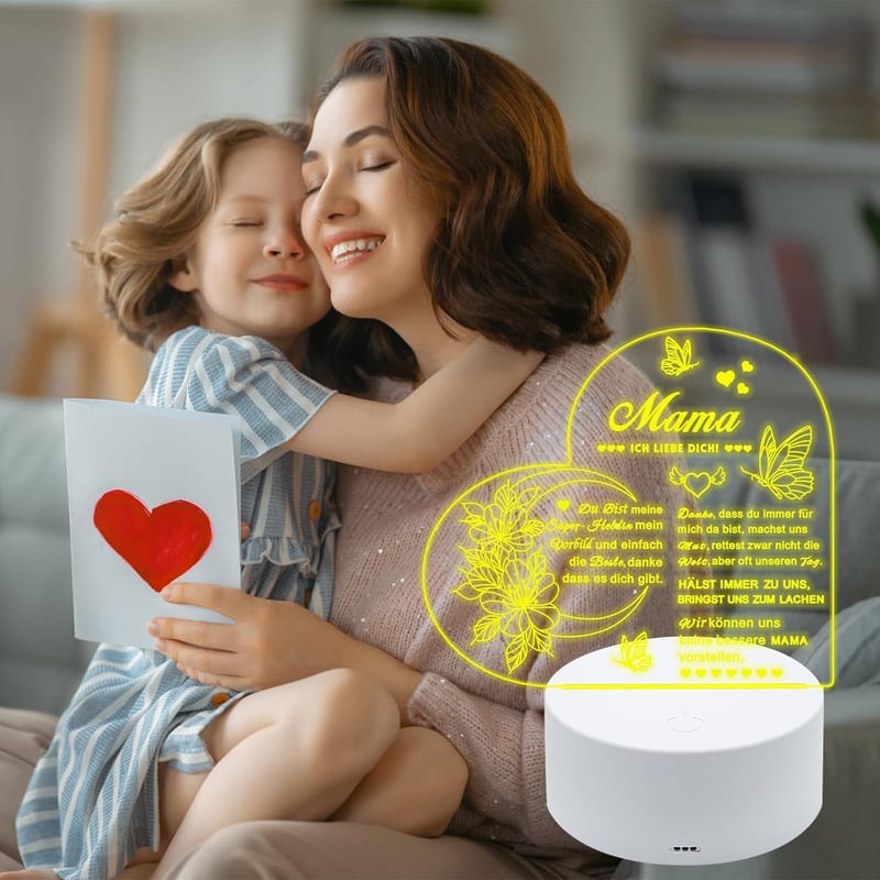 Auting LED Éjszakai Lámpa Szív Alakú Akril Dekoráció 16 Színváltós Távirányítóval Anyák Napja Ajándék