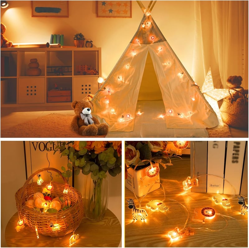 Auting LED Tündérfények Állatok 2,15m Meleg Fehér Gyerekszoba Dekoráció Elemmel - l fairy lights children