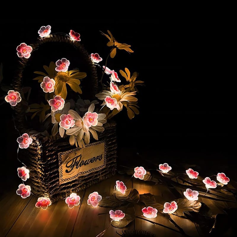 Auting LED Cseresznyevirág Tündérfény 2m 20 LED Elemmel Időzítővel - E-light chain flowers 2 m