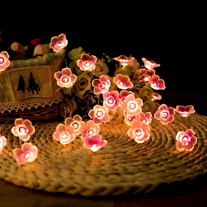 Auting LED Cseresznyevirág Tündérfény 2m 20 LED Elemmel Időzítővel - E-light chain flowers 2 m