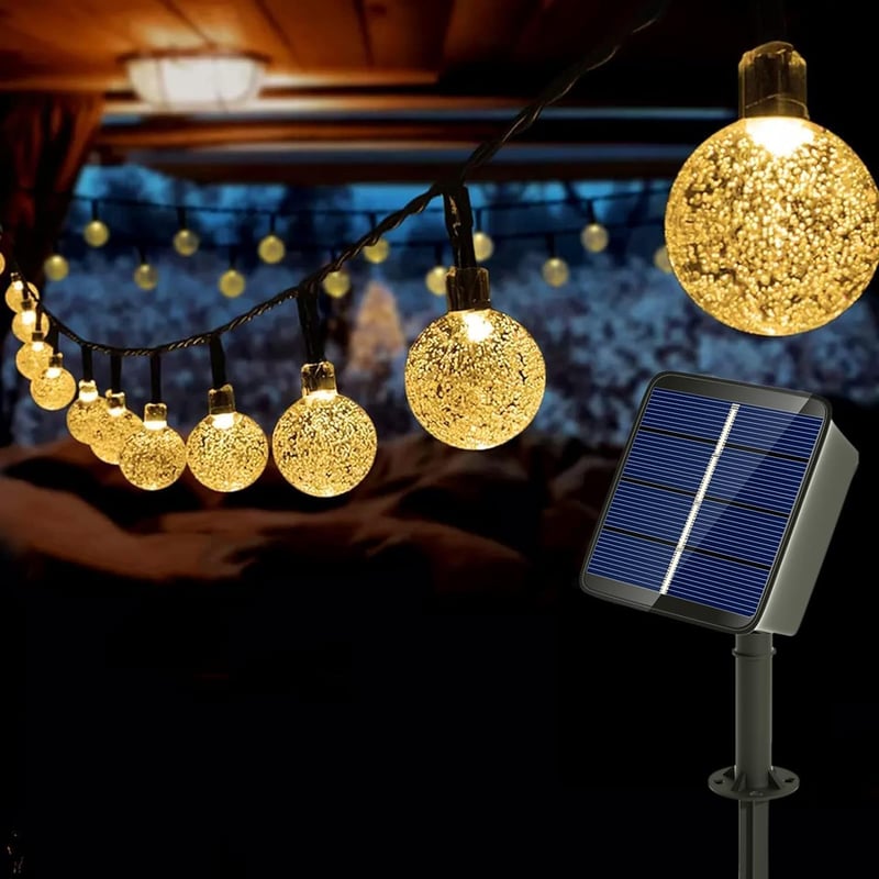 Auting Napelemes Tündérfények Kültéri 11m 60 LED Meleg Fehér Kerti Dekoráció