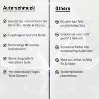 Decorațiune auto de nuntă Auto-schmuck din organza mărimea M, cu inimi, trandafiri și ghirlandă de ratan – mire și mireasă – bleu/alb/alb 4