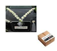 Svadobná girlanda na auto Rózsa, dekorácia na svadobné auto, krémová/biela farba pre mladomanželov 1