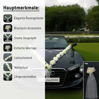 Svadobná girlanda na auto Rózsa, dekorácia na svadobné auto, krémová/biela farba pre mladomanželov 3