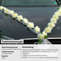 Svadobná girlanda na auto Rózsa, dekorácia na svadobné auto, krémová/biela farba pre mladomanželov 6