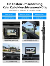 Cúvacia kamera do auta AUTO-VOX – 6 režimov ovládaných jedným tlačidlom, 180° široký zorný uhol bez skreslenia typu „rybie oko“, 1080P HD, vodotesnosť IP69K, vzhľad ako z prvovýroby (OEM) 2