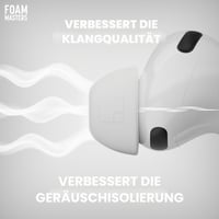 Náhradné penové nadstavce z pamäťovej peny AutoLine Pro Foam Masters 4.0 pre AirPods Pro 1. a 2. generácie, 3 páry, čierne, veľkosti S/M/L, s potlačením hluku 7