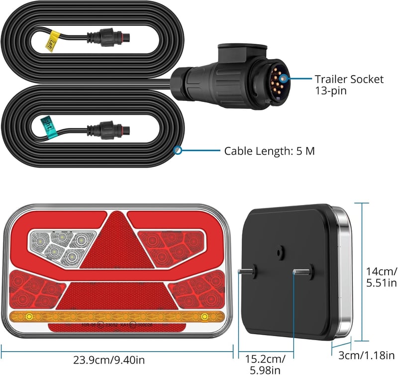 AUTOUTLET 13-Pin LED Utánfutó Lámpa Készlet E-mark Jóváhagyott IP65 Vízálló