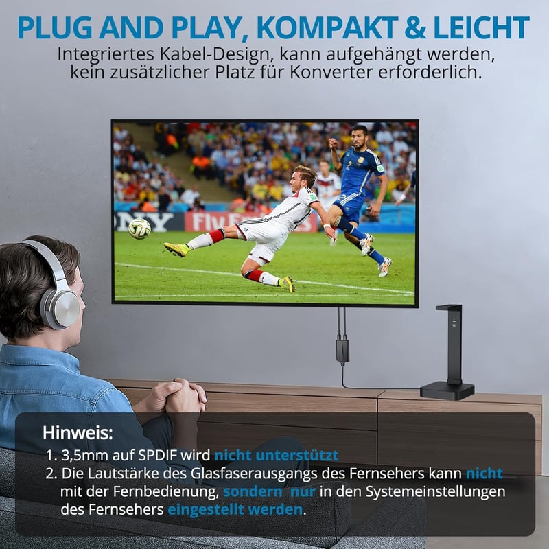 AUTOUTLET DAC Konverter 192kHz Digitális Analóg Audio Átalakító SPDIF Toslink 3.5mm Jack Kábellel TV Fejhallgató Gaming