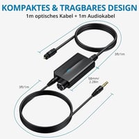 AUTOUTLET DAC Konverter 192kHz Digitális Analóg Audio Átalakító Hangerőszabályzóval SPDIF Toslink 3.5mm Jack Fejhallgató TV Játék 7
