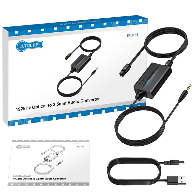 AUTOUTLET DAC Konverter 192kHz Digitális Analóg Audio Átalakító SPDIF Toslink 3.5mm Jack Kábellel TV Fejhallgató Gaming